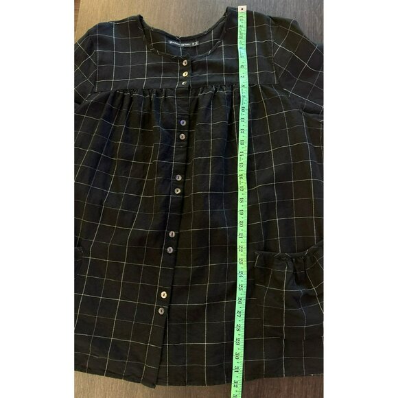 Gudrun Sjöden Asta Artist Black/White Linen Blend Button-Down Tunic Top Size XL - Picture 6 of 7